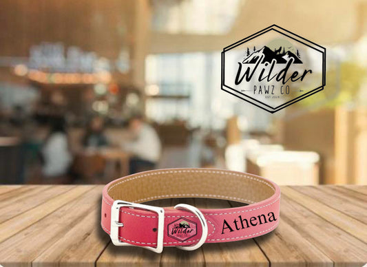 Small Pink Leather Customized Collar